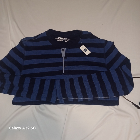 Gap Mens 1969 Blue Stripped Long Sleeve T- Shirt Size L - Picture 6 of 14